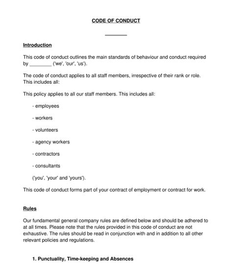 What is Code of Conduct in workplace