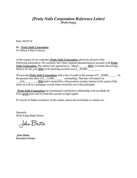 What is a bank reference letter