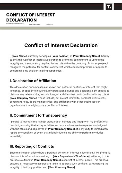 What is a conflict of interest statement