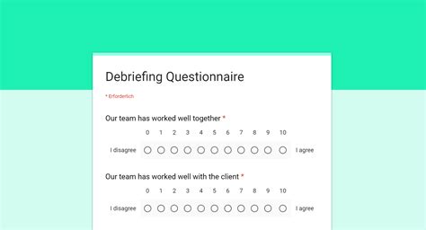 What is a debriefing questionnaire