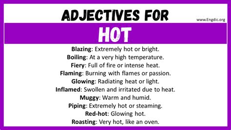What is a descriptive word for hot