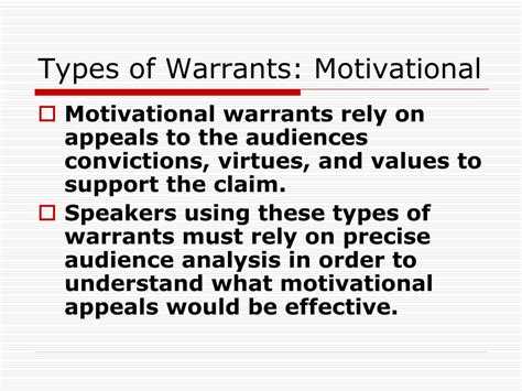 What is a motivational warrant