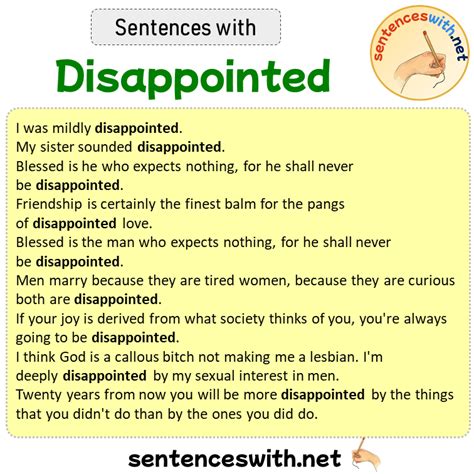 What is a sentence for disappoint