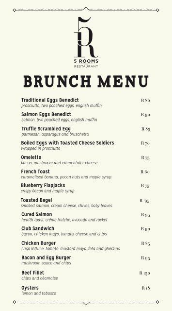 What is a typical brunch menu