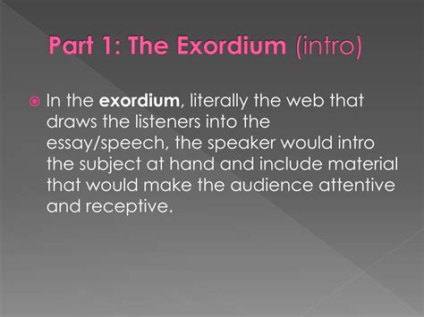 What is an Exordium in writing