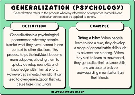What is an example of generalizability in psychology