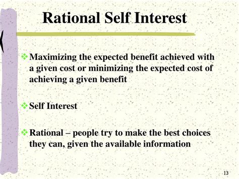 What is an example of rational self interest
