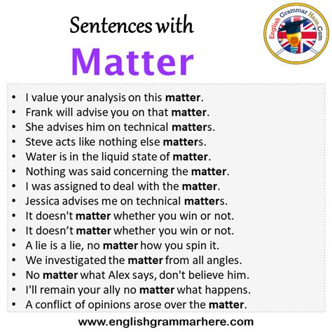 What is an example of the word matter