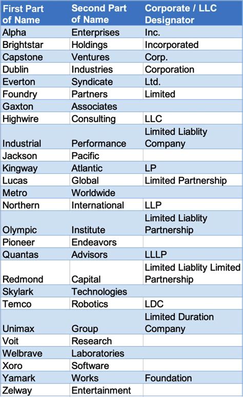 What is business name example