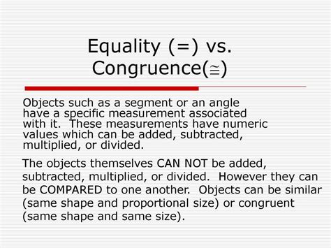 What is difference between equal and congruent
