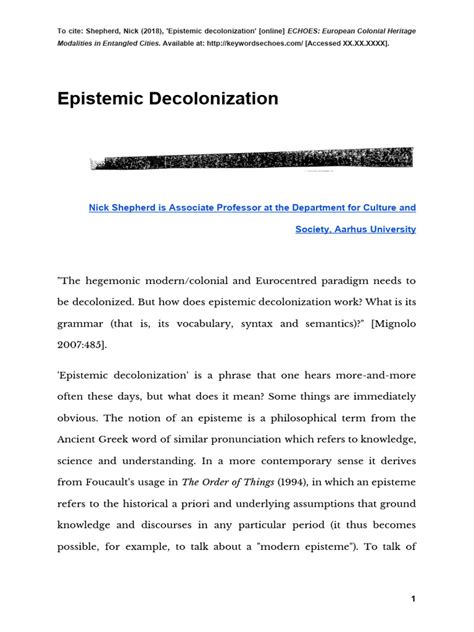 What is epistemic decolonization