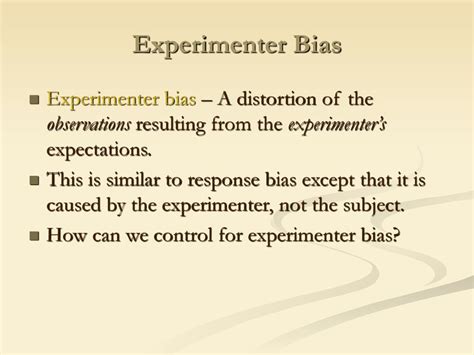 What is experimental bias in psychology