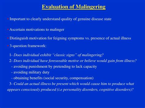 What is malingering in therapy