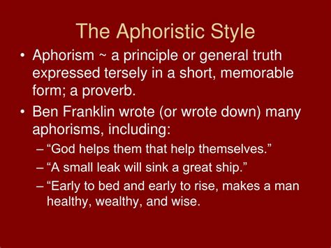 What is meant by aphoristic style