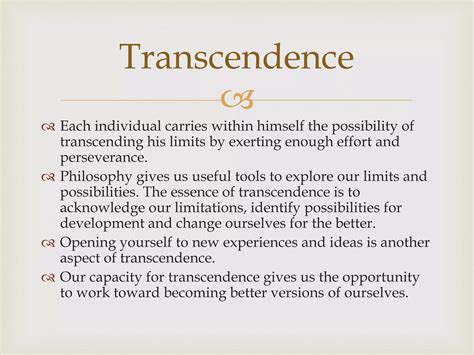 What is possibility of transcendence