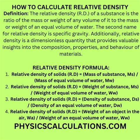 What is relative density and its SI unit