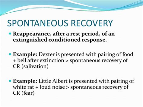 What is spontaneous recovery example
