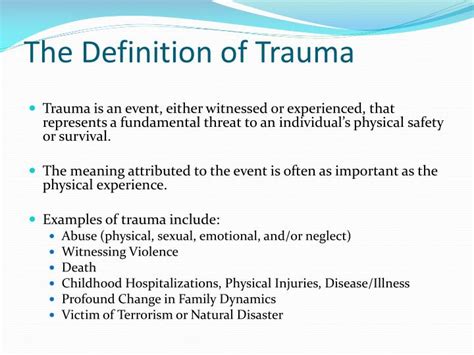 What is the APA definition of trauma