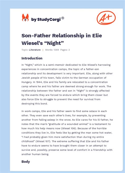 What is the father son relationship in night