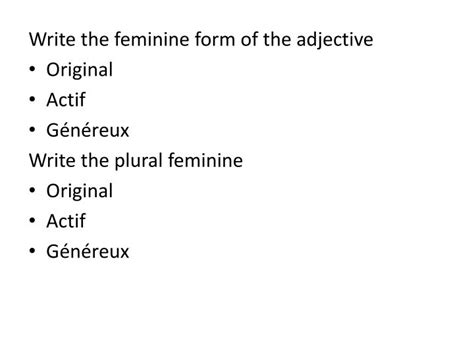What is the feminine form of Actif in French
