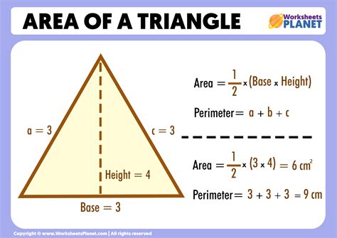 What is the formula for finding the area of a triangle
