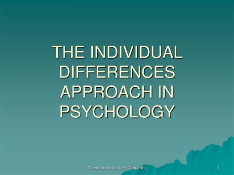 What is the individual differences approach in psychology