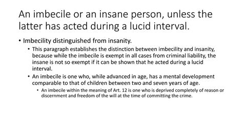 What is the meaning of imbecility