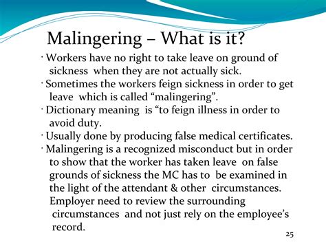 What is the meaning of malingering in Tagalog