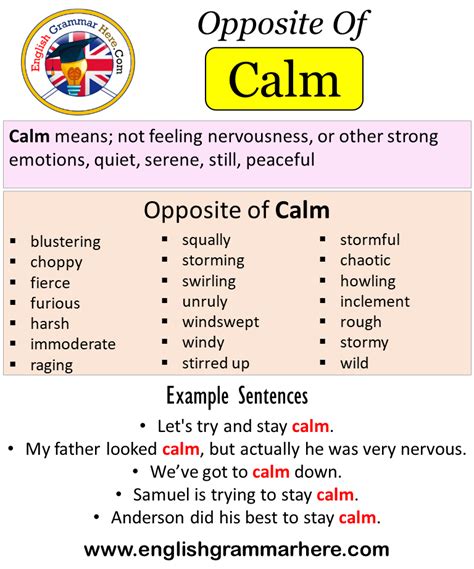What is the opposite of calm in English