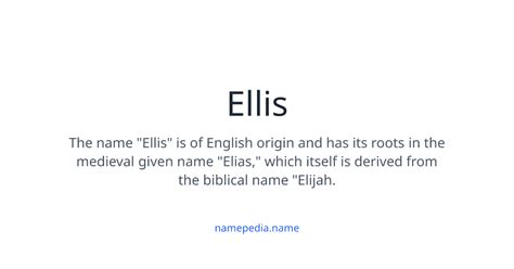 What is the origin of the name Ellis