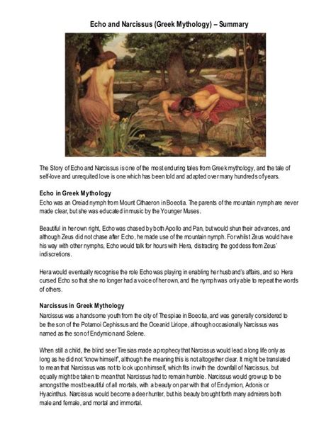 What is the summary of the story Echo and Narcissus