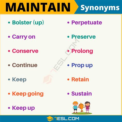 What is the synonym of maintaining