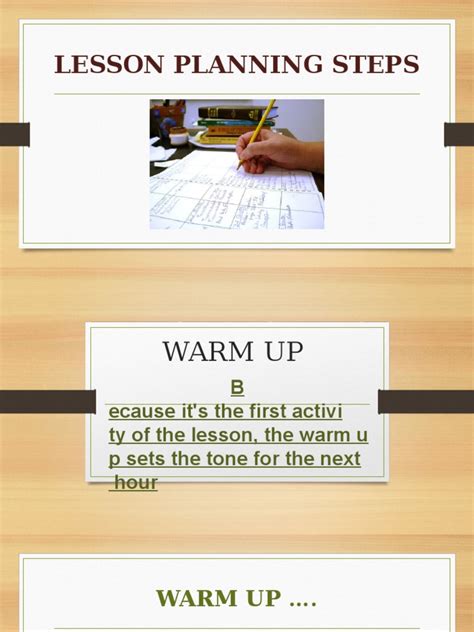 What is warm up in lesson plan