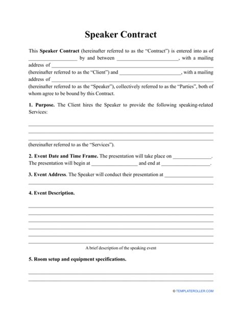 What should be in a speaker contract