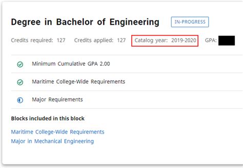 Where To Find Catalog Year In Degree Works