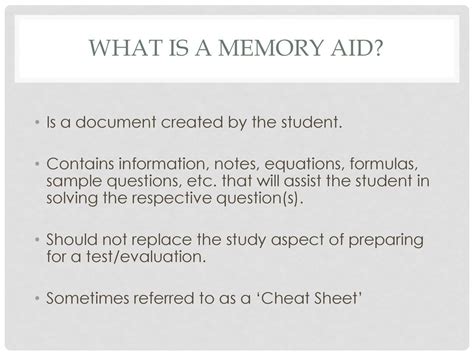 Which is an example of a memory aid