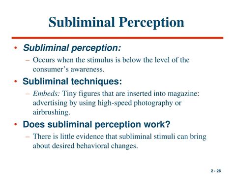 Which of the following definitions of subliminal perception is correct