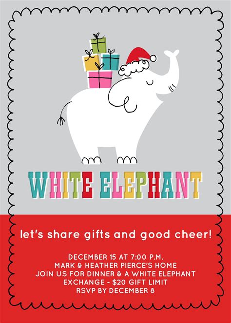 White Elephant Invitation Template Free