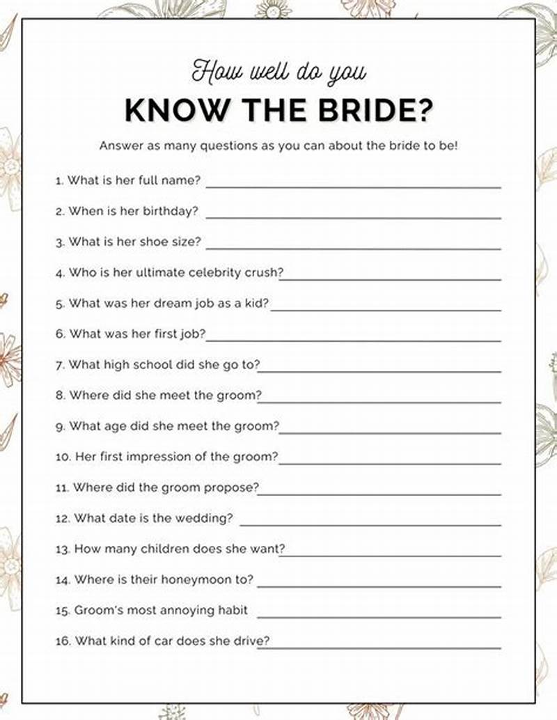 Who Knows The Bride Best Questions Printable
