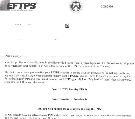 Why am I getting a letter from Eftps