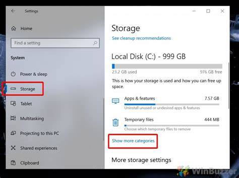 System & Reserved Storage in Windows Settings