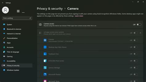 Windows 11 Camera Privacy Settings