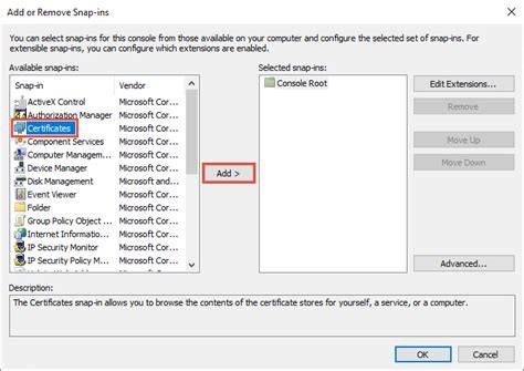 Windows Certificate Manager MMC