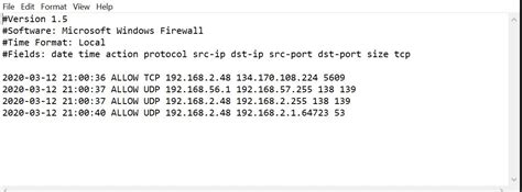 Windows Firewall Log File Configuration