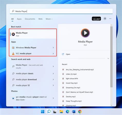 Windows Media Player Search