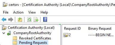 Certification Authority Failed Requests