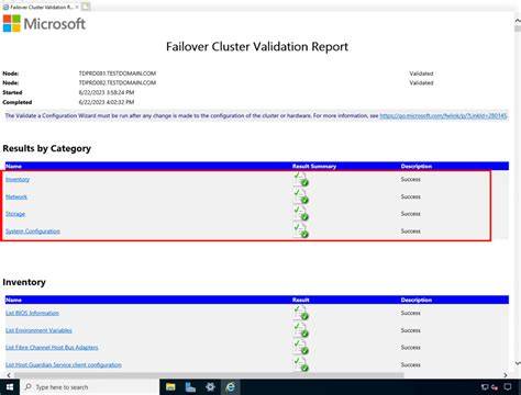Windows Server Failover Cluster Validation