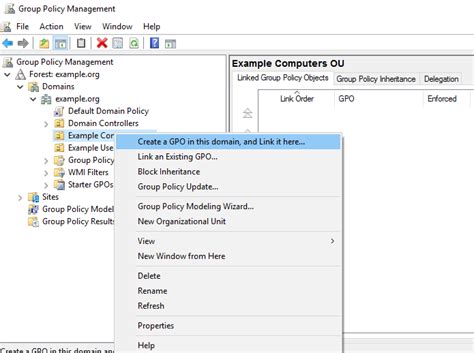 Windows Server Group Policy Management Console