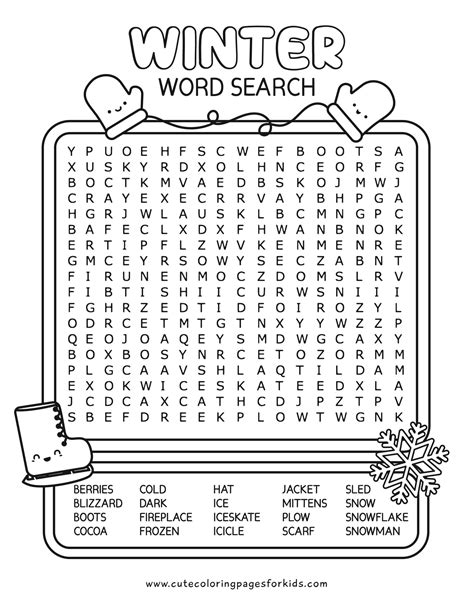 Winter Word Find Printable