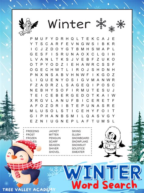 Winter Word Search Free Printable